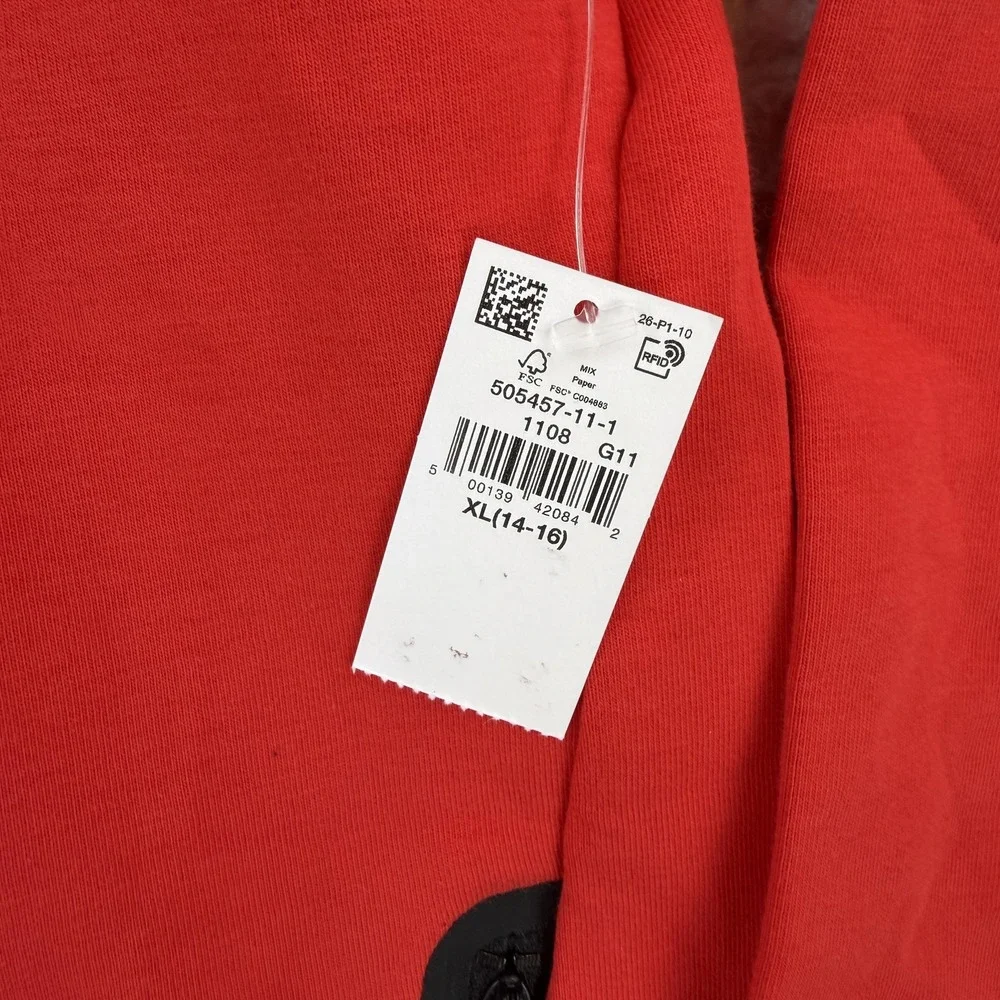 Old Navy Active Kids XL 14-16 Red Dynamic Fleece Pullover Hoodie Zip Pockets